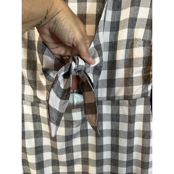 Ambition Women’s Sz Large Sexy Summer Dress NWT Lined Tie Bodice Gray White - Picture 9 of 9
